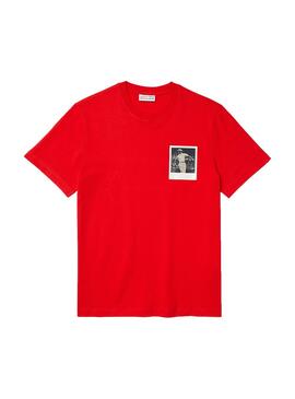 T-Shirt Lacoste x Polaroid Insignia Rouge Homme