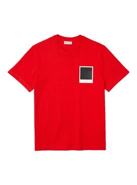 T-Shirt Lacoste x Polaroid Insignia Rouge Homme