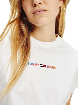 T-Shirt Tommy Jeans Boxy Crop Blanc pour Femme