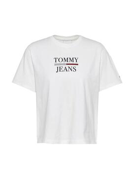 T-Shirt Tommy Jeans Boxy Crop Blanc pour Femme
