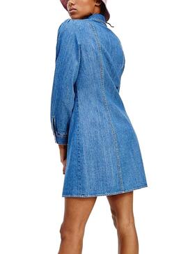 Robe Tommy Jeans Chambray Bleu pour Femme