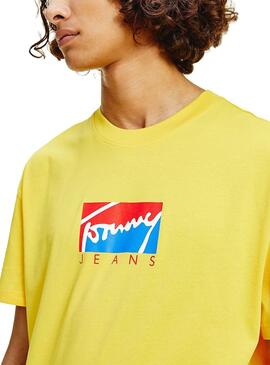 T-Shirt Tommy Jeans Block Graphic Jaune Homme