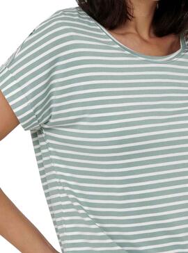 T-Shirt Only Moster Stripe Vert pour Femme