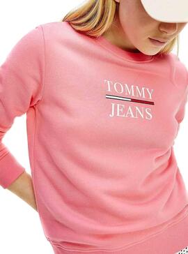 Sweat Tommy Jeans Terry Logo Rosa pour Femme