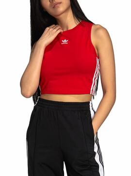 Top Adidas Tank Crop Rouge pour Femme