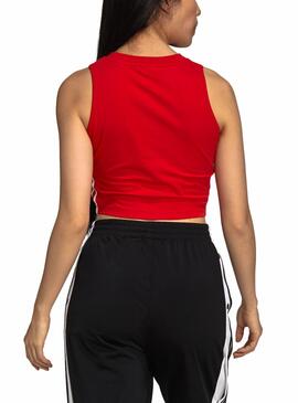 Top Adidas Tank Crop Rouge pour Femme