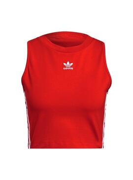 Top Adidas Tank Crop Rouge pour Femme