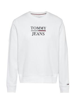 Sweat Tommy Jeans Slim Terry Logo Blanc Femme