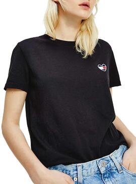 T-Shirt Tommy Jeans Homespun Heart Noir Femme