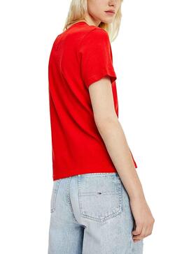 T-Shirt Tommy Jeans Homespun Rouge pour Femme