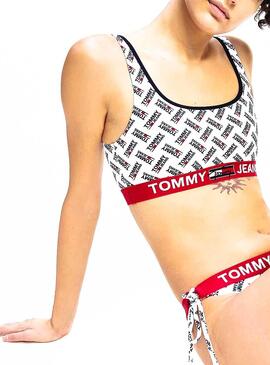 Top Bikini Tommy Jeans Bralette Blanc pour Femme