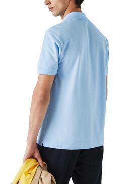 Polo Lacoste Col Bord Cotes Bleu pour Homme