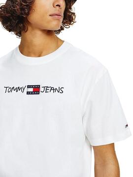 T-Shirt Tommy Jeans Linear Written Blanc Homme