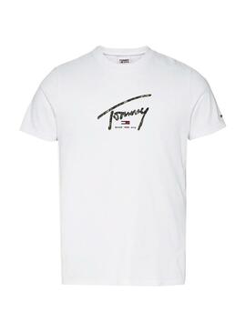 T-Shirt Tommy Jeans Hand Written Blanc Homme