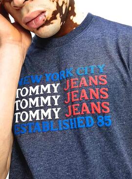 T-Shirt Tommy Jeans Flag Bleu pour Homme