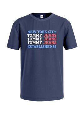 T-Shirt Tommy Jeans Flag Bleu pour Homme