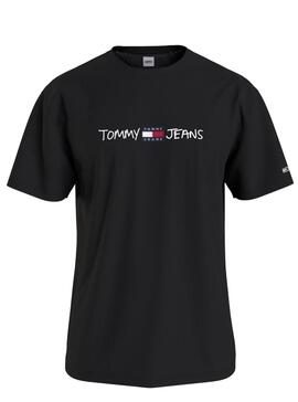 T-Shirt Tommy Jeans Linear Written Noire Homme