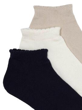 Set de 3 Chaussettes Mayoral Bleu marine y Beige Fille