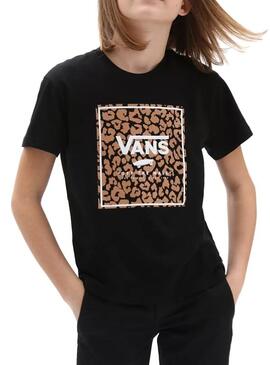 T-Shirt Vans Imprimé Léopard Noire pour Fille