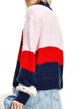 Cardigan Tommy Jeans Color Block Multi pour Femme