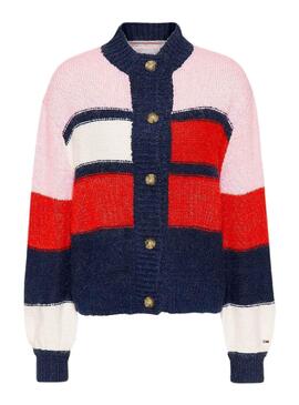 Cardigan Tommy Jeans Color Block Multi pour Femme