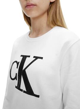 Sweat Calvin Klein Jeans Jumpsuitgramme Blanc Fille