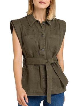 Gilet Naf Naf Denim Vert pour Femme