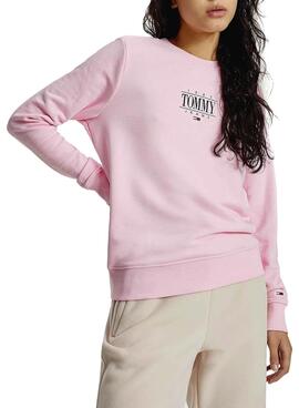 Sweat Tommy Jeans Essential Logo Rosa Femme