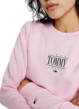 Sweat Tommy Jeans Essential Logo Rosa Femme