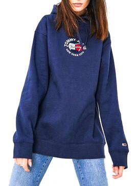 Sweat Tommy Jeans Relaxed Bleu marine pour Femme