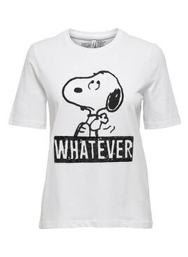 T-Shirt Only Peanuts Snoopy Blanc pour Femme