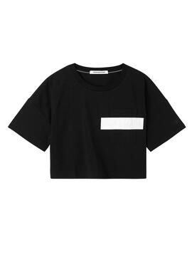 T-Shirt Calvin Klein Jeans Héros Crop Top Noire