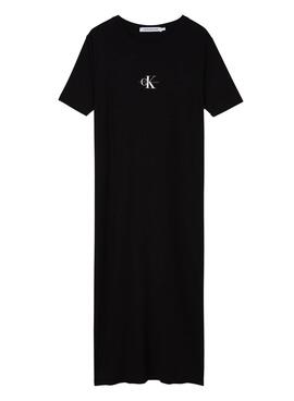 Robe Calvin Klein Rib Maxi Noire Pour Femme