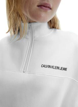 Sweat Calvin Klein Institutional Blanc Femme