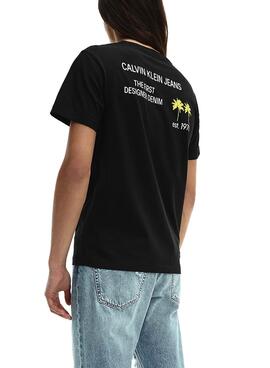 T-Shirt Calvin Klein Palm Print Noire Homme