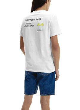 T-Shirt Calvin Klein Palm Print Blanc Homme