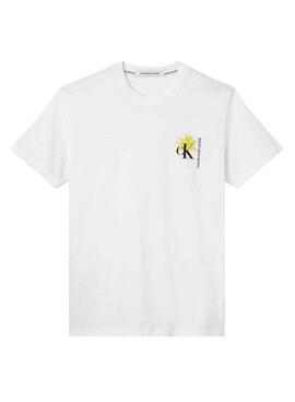 T-Shirt Calvin Klein Palm Print Blanc Homme