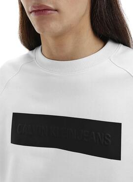 Sweat Calvin Klein Blocking Blanc Pour Homme