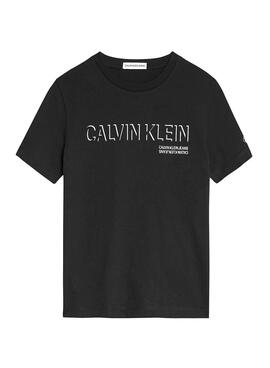 T-Shirt Calvin Klein Shadow Logo Noire Garçon