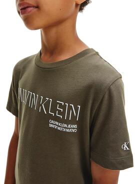 T-Shirt Calvin Klein Shadow Logo Vert Garçon