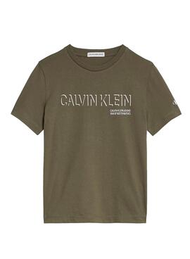 T-Shirt Calvin Klein Shadow Logo Vert Garçon