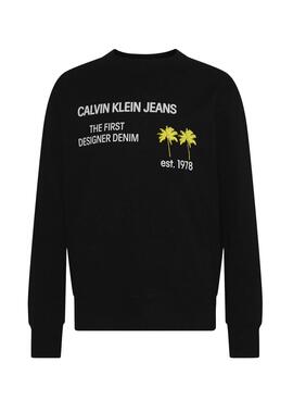 Sweat Calvin Klein Jeans Palm Print Noire Homme