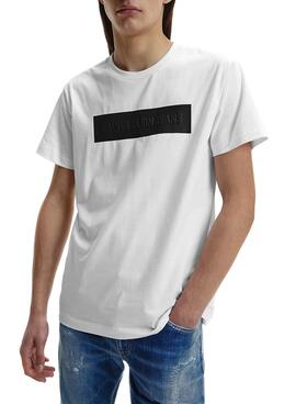 T-Shirt Calvin Klein Blocking Blanc pour Homme