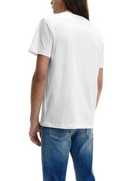 T-Shirt Calvin Klein Blocking Blanc pour Homme
