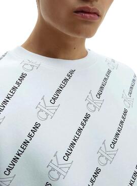 Sweat Calvin Klein Multilogo Blanc pour Homme