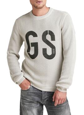 Pull G-Star Structuré Blanc pour Homme