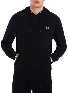 Sweat Fred Perry Noire Ribetes pour Homme