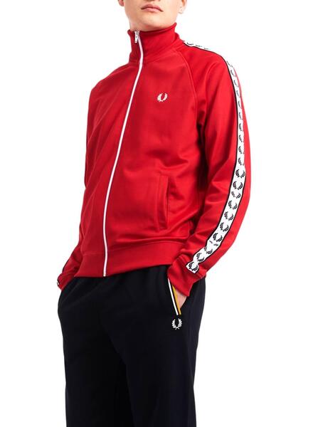 Veste Fred Perry Taped Track Rouge pour Homme