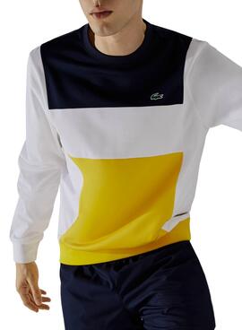 Sweat Lacoste Sport Colorblock Blanc Homme