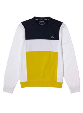 Sweat Lacoste Sport Colorblock Blanc Homme